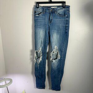 EUC Rancan Womens Jeans Estilo Distressed Blue 7 / 27 Mid Waist